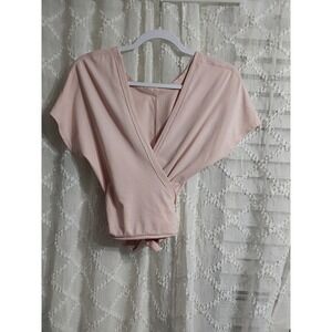 Lululemon Its A Tie Short Sleeve Wrap Top Pink Athleisure Yoga Shirt